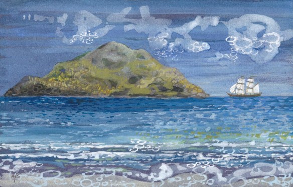 Schooner off silhouette